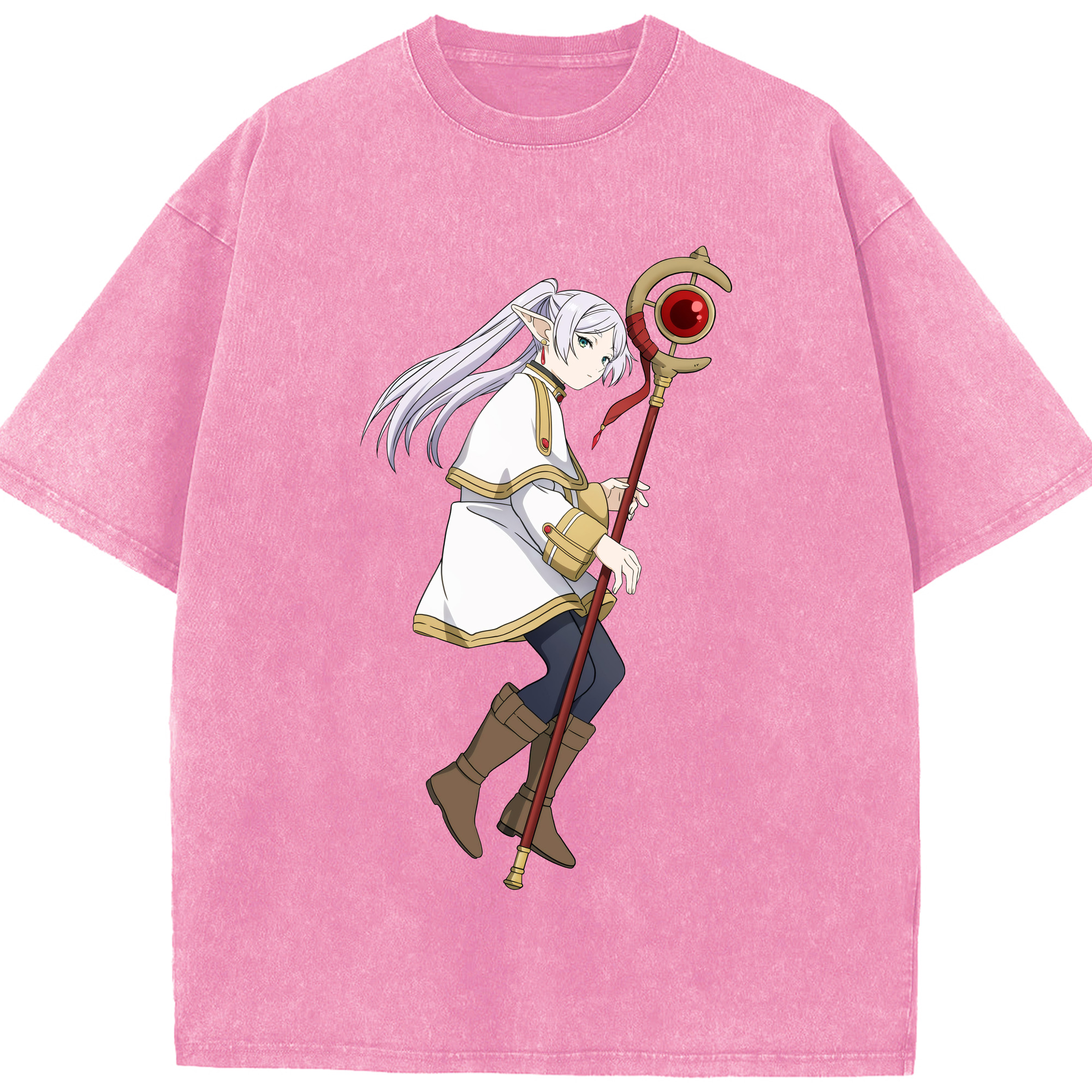 （画像用） 葬送のフリーレン Frieren 綿100% ヴィンテージ風 半袖Tシャツ（フロントプリント）